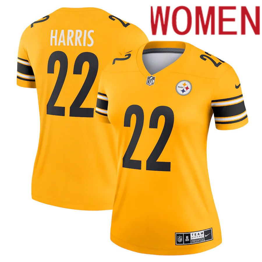 Women Pittsburgh Steelers #22 Najee Harris Nike Gold Inverted Legend NFL Jersey->women nfl jersey->Women Jersey